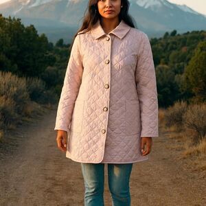 Chico's Pink quilted button-up  Coat size 3